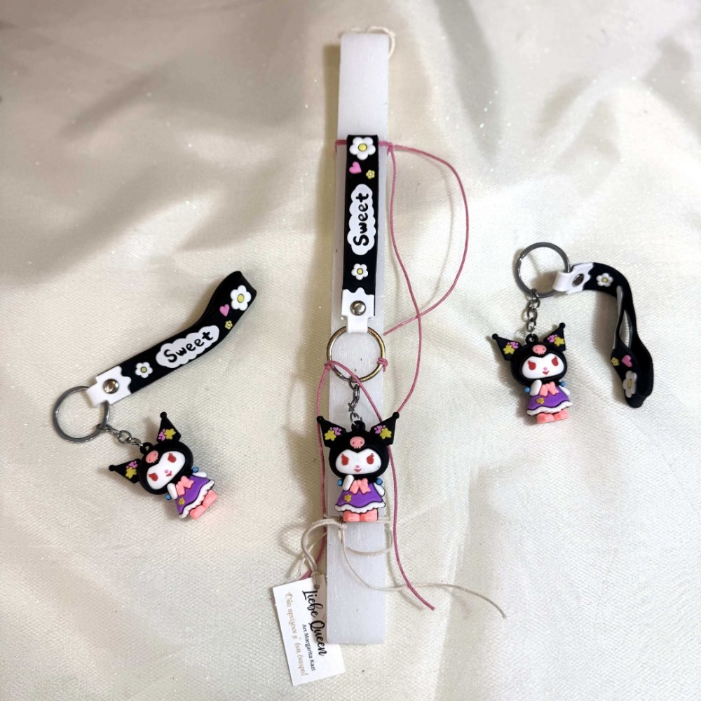 Λαμπάδα αρωματική μπρελόκ Kuromi λιλά φόρεμα