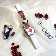 Λαμπάδα αρωματική ποδόσφαιρο σε κόκκινο με μπρελόκ ξύλινη μπάλα