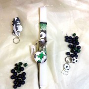 Λαμπάδα αρωματική ποδόσφαιρο πράσινο με μπρελόκ ξύλινη μπάλα