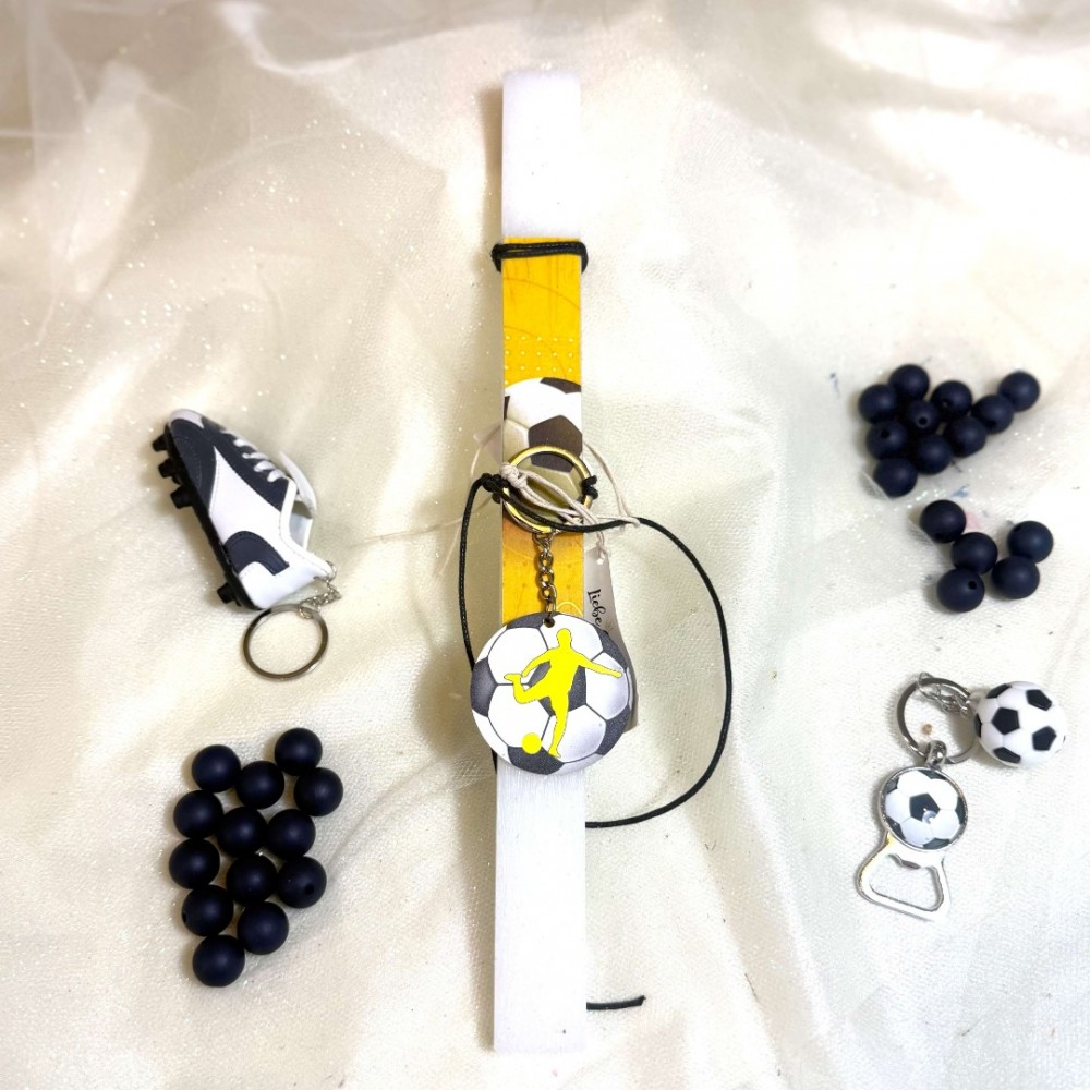 Λαμπάδα αρωματική μπρελόκ ποδόσφαιρο κίτρινο ξύλινη μπάλα