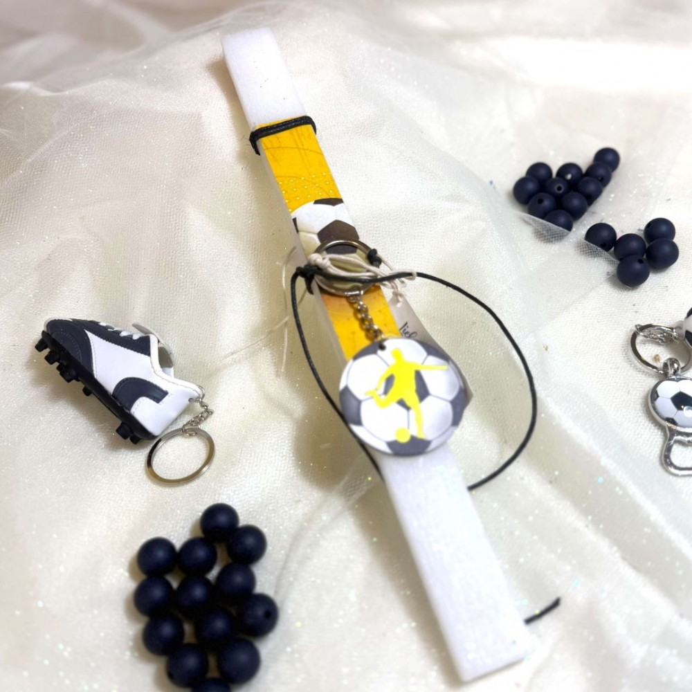 Λαμπάδα αρωματική μπρελόκ ποδόσφαιρο κίτρινο ξύλινη μπάλα