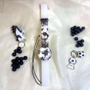 Λαμπάδα αρωματική μπρελόκ ποδόσφαιρο μαύρο ξύλινη μπάλα