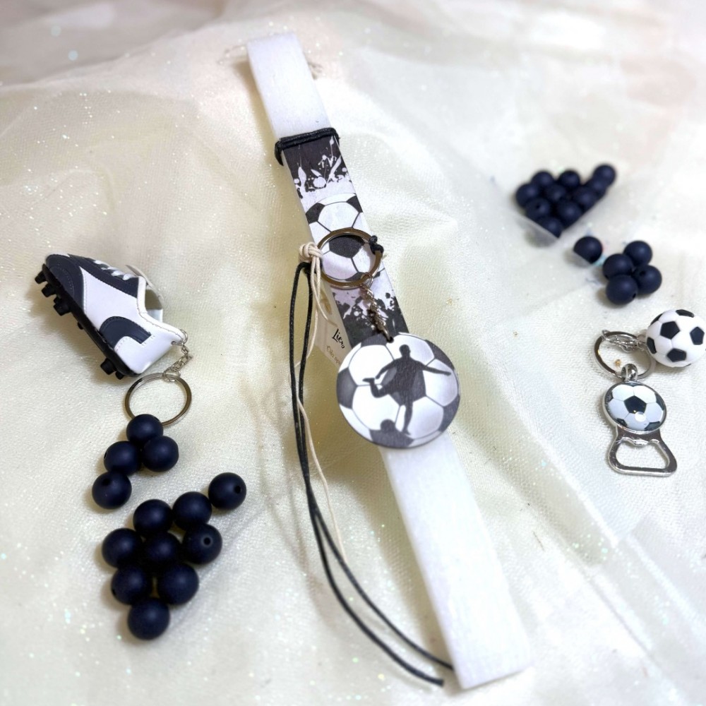 Λαμπάδα αρωματική μπρελόκ ποδόσφαιρο μαύρο ξύλινη μπάλα