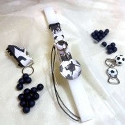 Λαμπάδα αρωματική μπρελόκ ποδόσφαιρο μαύρο ξύλινη μπάλα