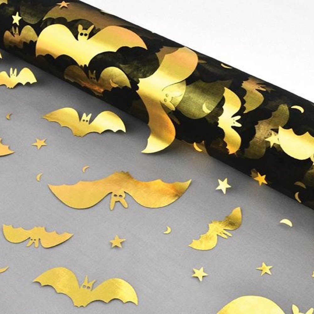 Ύφασμα Black Night μαύρο χρυσό 48 cm x 9 m