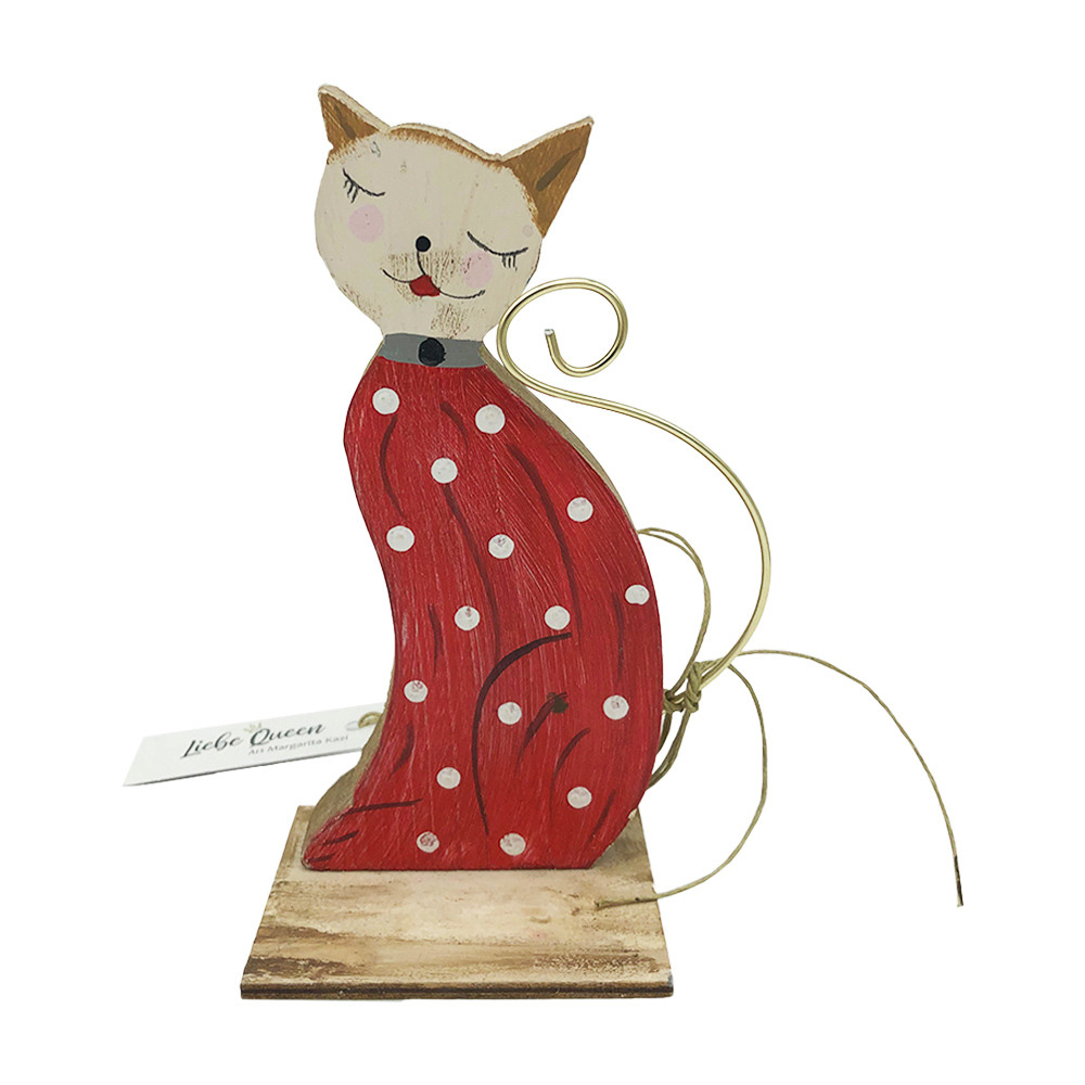 Γούρι γάτα ζωγραφισμένη κόκκινη