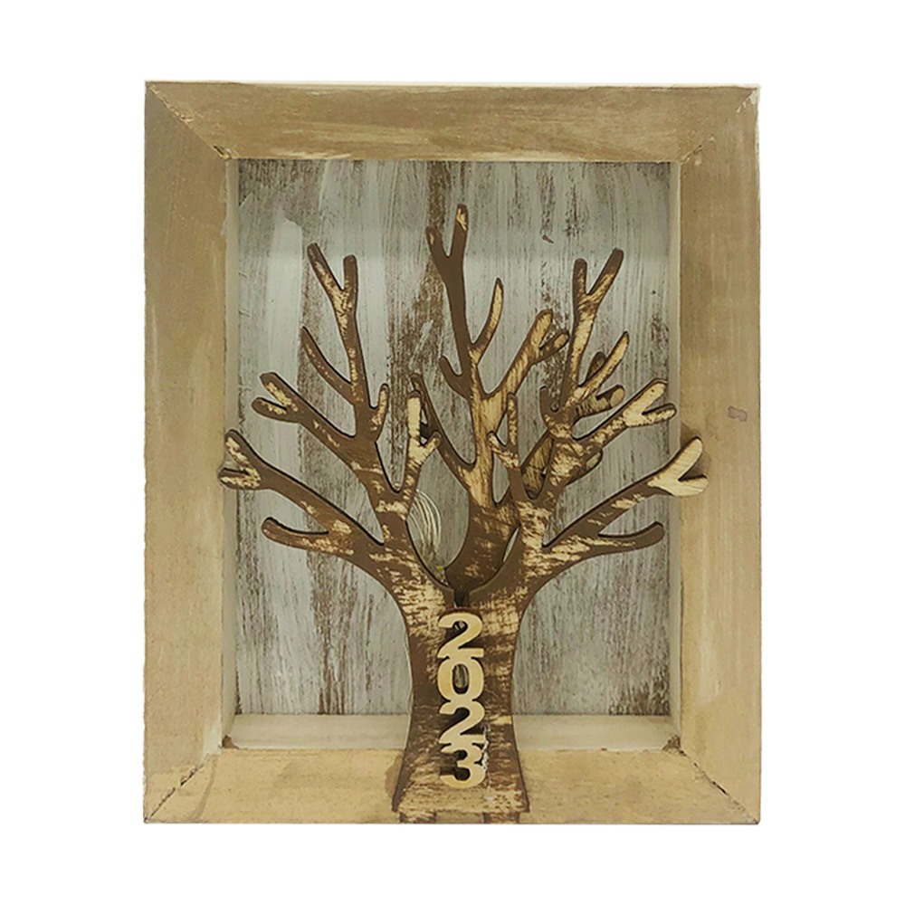 Γούρι επιτοίχιο φωτιζόμενο καδράκι - Δέντρο Ζωής ξύλινο 12.5x3.5x15