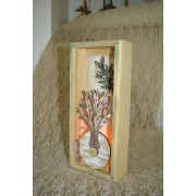 Γούρι επιτοίχιο φωτιζόμενο καδράκι - Δέντρο Ζωής ξύλινο 12.5x3.5x15