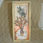 Γούρι επιτοίχιο φωτιζόμενο καδράκι - Δέντρο Ζωής ξύλινο 12.5x3.5x15