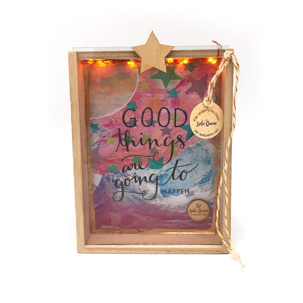 Γούρι κάρτα φωτιζόμενη "Good things"