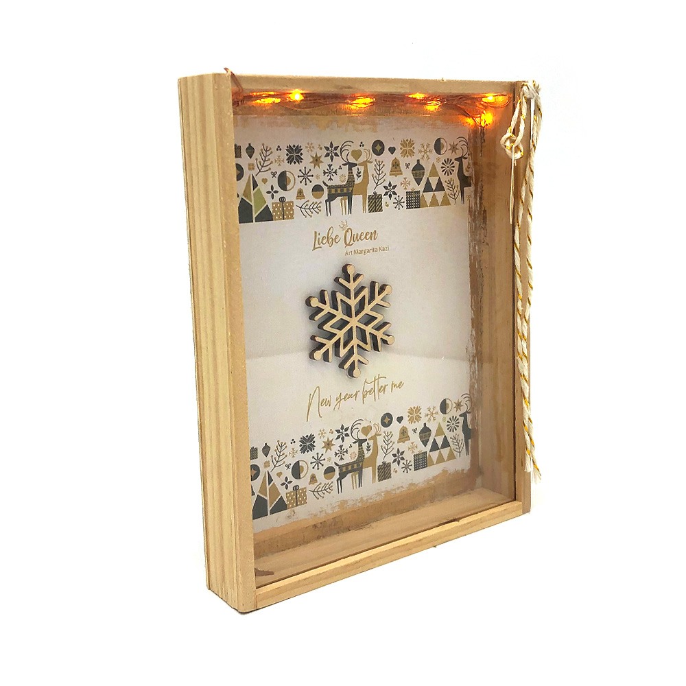 Γούρι κάρτα φωτιζόμενη χιονονιφάδα