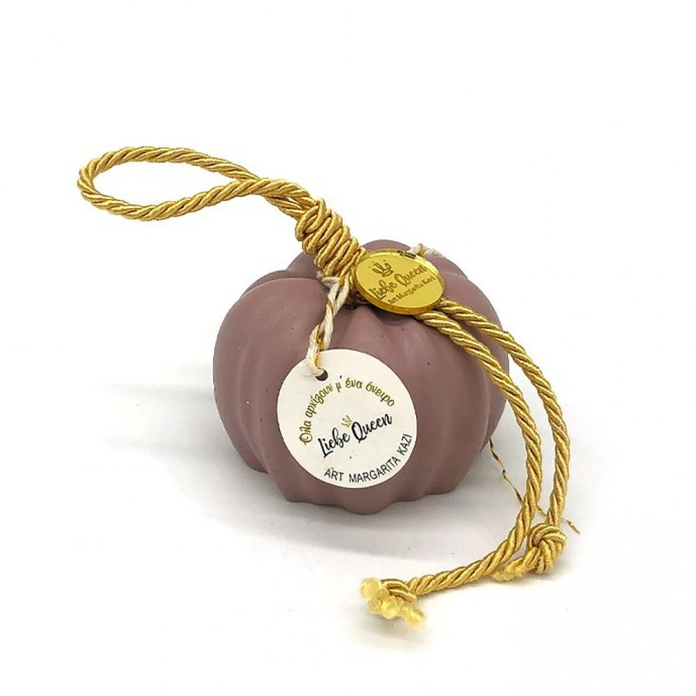 Γούρι κολοκύθα κεραμική μικρή ζωγραφισμένη ροζ