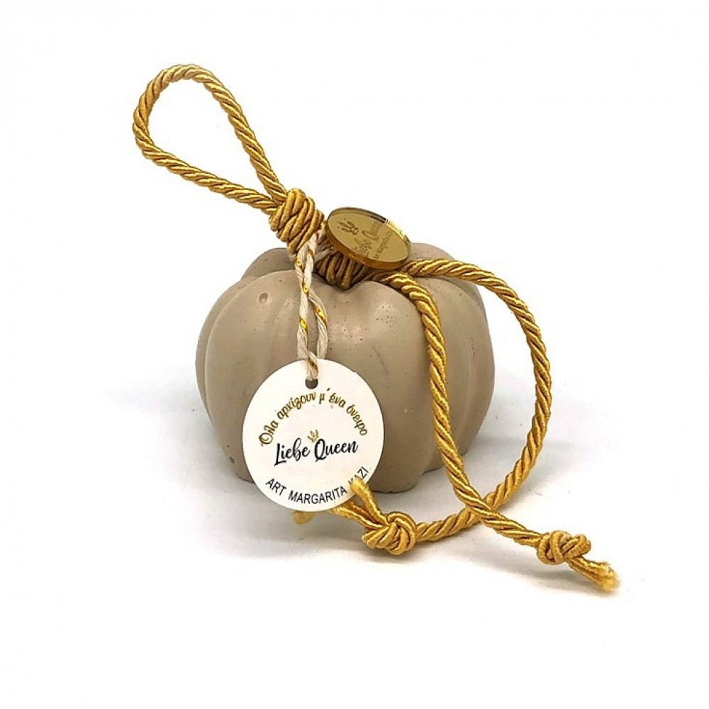 Γούρι κολοκύθα κεραμική μικρή ζωγραφισμένη μπεζ