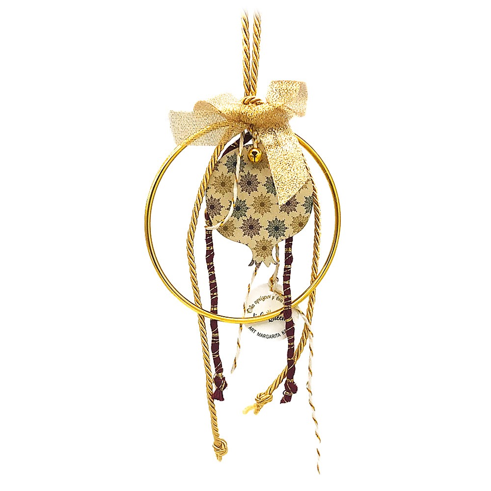 Γούρι ρόδι ξύλινο μικρό ιβουάρ σε κρίκο