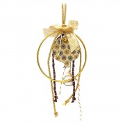 Γούρι ρόδι ξύλινο μικρό ιβουάρ σε κρίκο