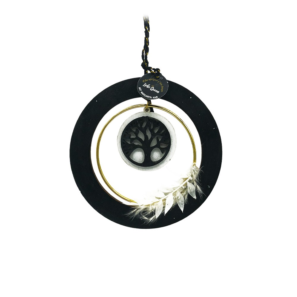 Γούρι δέντρο ζωής σε κύκλο μαύρο