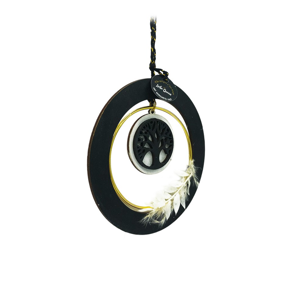 Γούρι δέντρο ζωής σε κύκλο μαύρο