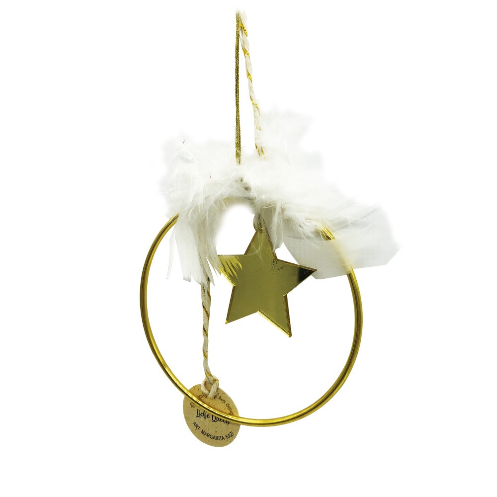 Γούρι αστέρι plexiglass χρυσό σε κρίκο