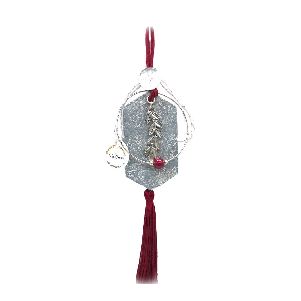 Γούρι κρεμαστό τσιμέντο με κρίκο και κλαδί ελιάς