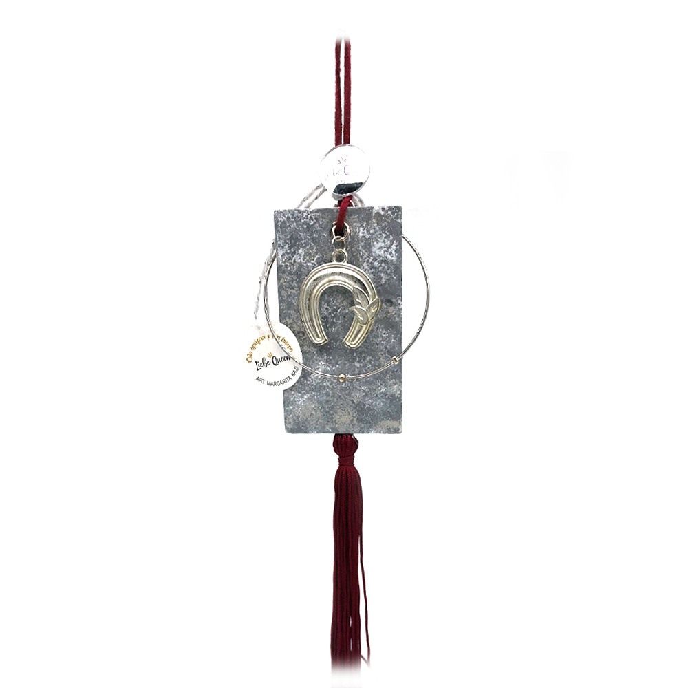 Γούρι κρεμαστό τσιμέντο με κρίκο και πέταλο