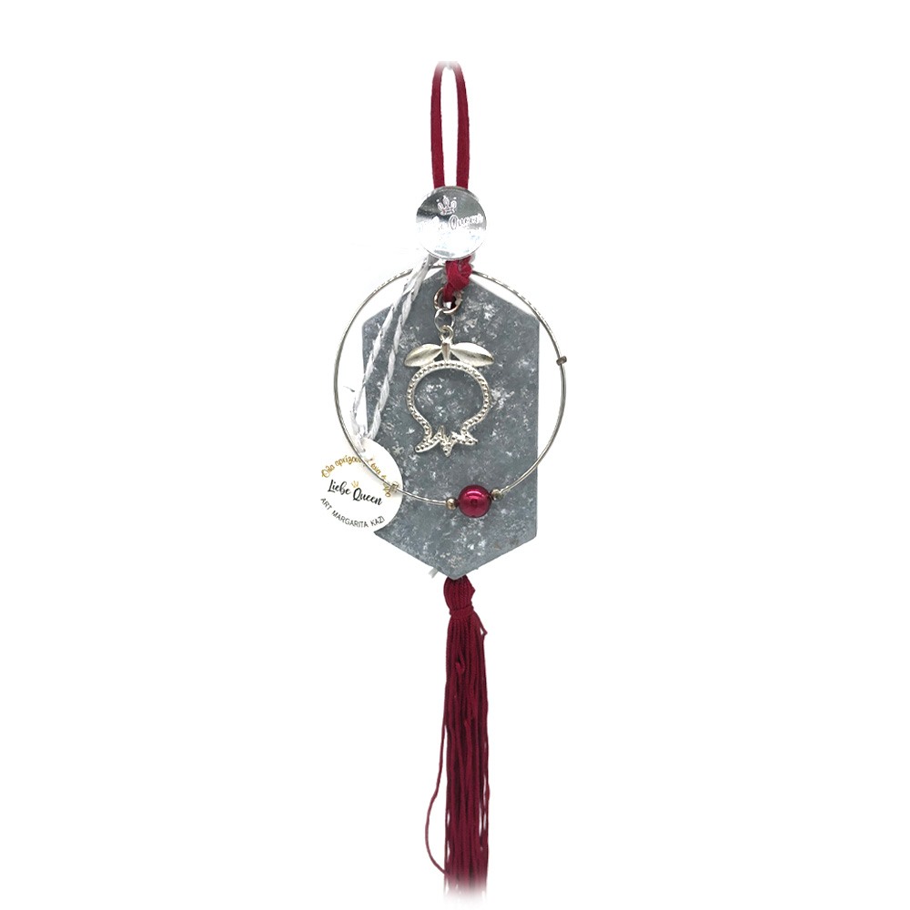 Γούρι κρεμαστό τσιμέντο με κρίκο και περίγραμμα ροδιού