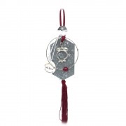 Γούρι κρεμαστό τσιμέντο με κρίκο και περίγραμμα ροδιού