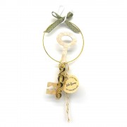 Γούρι ξύλινο κλειδί κίτρινο μέσα σε κύκλο