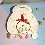 Γούρι Πέταλο κρεμαστό ξύλινο με σχέδιο λουλούδια και κρίκο