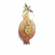 Γούρι ξύλινο ρόδι τερακότα με πλεξιγκλάς χρυσό