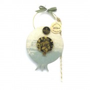 Γούρι ξύλινο ρόδι βεραμάν με πλεξιγκλάς χρυσό