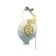 Γούρι ξύλινο ρόδι βεραμάν με πλεξιγκλάς χρυσό