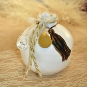 Γούρι Ρόδι κεραμικό λευκό με μάτι μεγάλο 12x9.5