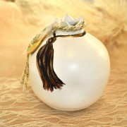 Γούρι Ρόδι κεραμικό λευκό με μάτι μεγάλο 12x9.5