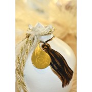 Γούρι Ρόδι κεραμικό λευκό με μάτι μεγάλο 12x9.5