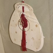 Γούρι κρεμαστό μπορντώ μακραμέ σε κρίκο με αστέρι 9.5x9