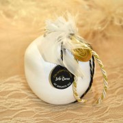 Γούρι Ρόδι κεραμικό λευκό με μάτι μεσαίο 9x9.5