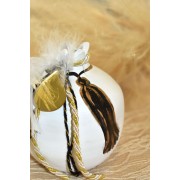 Γούρι Ρόδι κεραμικό λευκό με μάτι μεσαίο 9x9.5