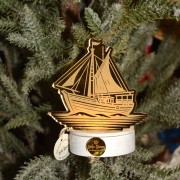 Γούρι ρόδι χρυσό κρεμαστό σε μικρό λευκό ξύλινο κύκλο