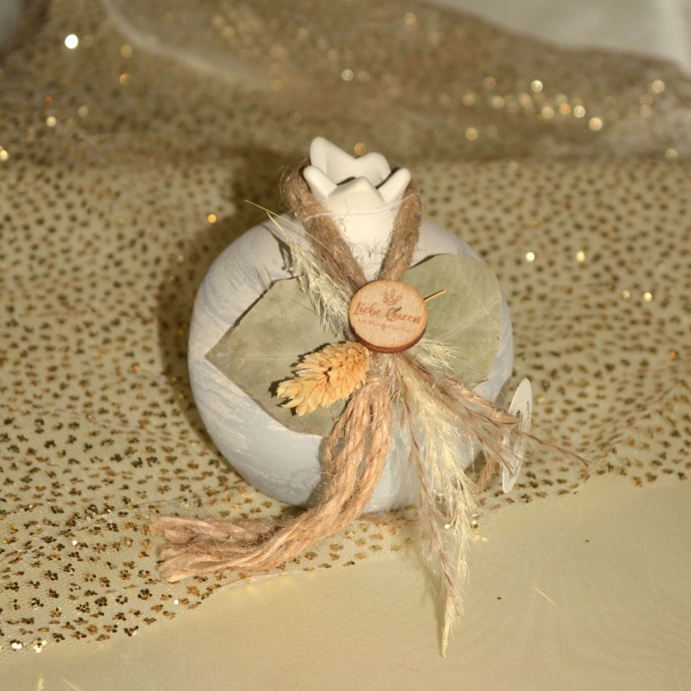 Γούρι Ρόδι κεραμικό γκρι μεσαίο pampas 9x9.5