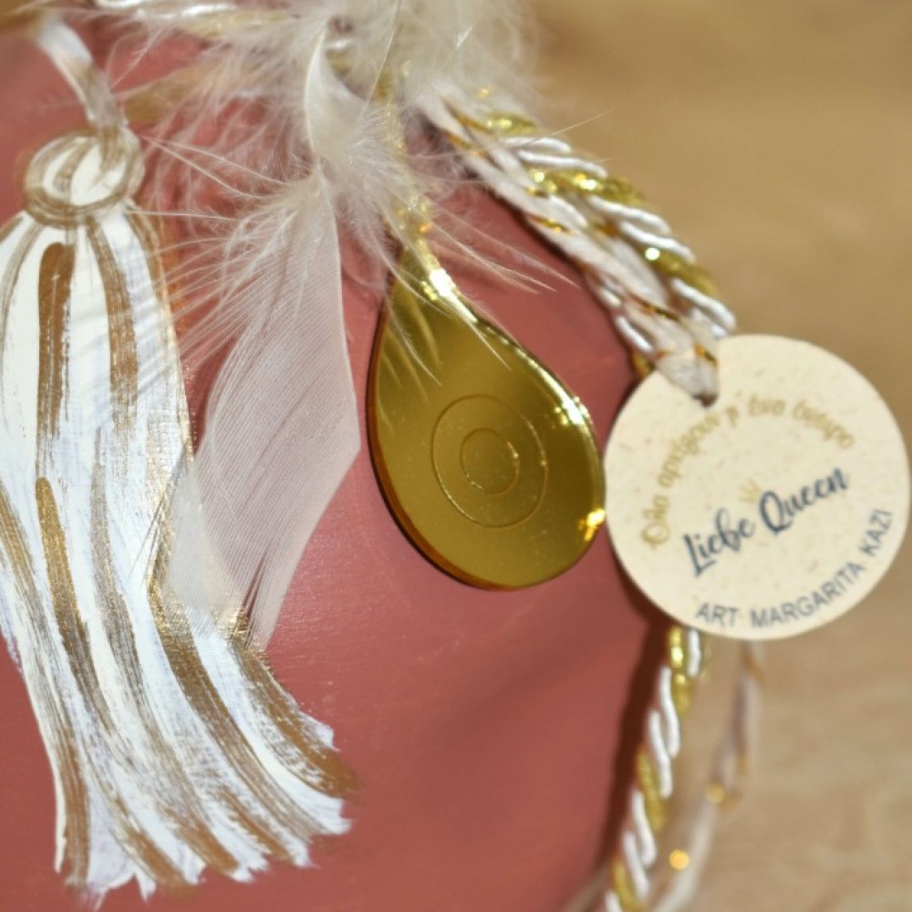 Γούρι Ρόδι κεραμικό τερακότα με μάτι μεγάλο 12x9.5