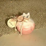 Γούρι Ρόδι κεραμικό με τεχνοτροπία και pampas τερακότα μικρό 5.5x7