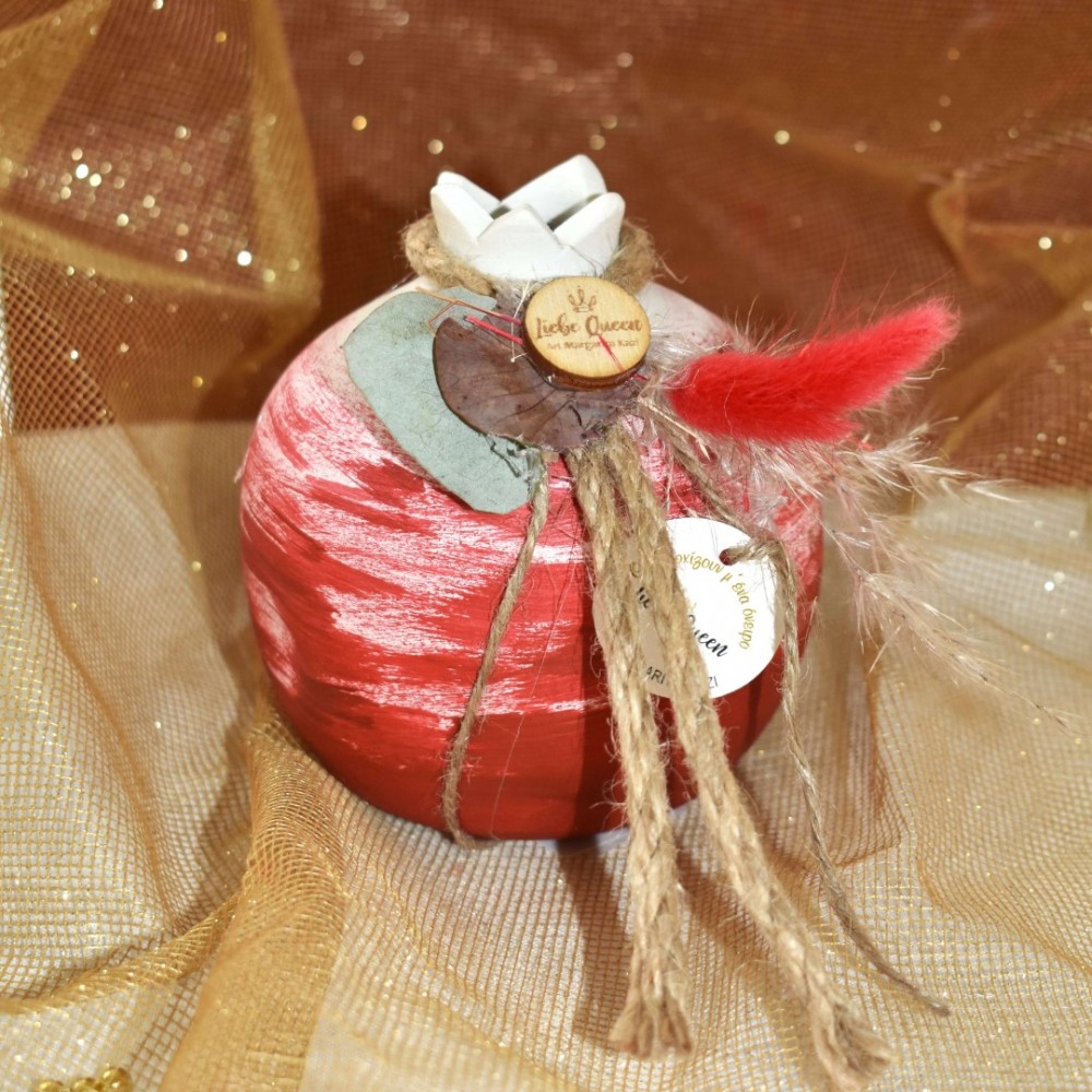 Γούρι Ρόδι κεραμικό κόκκινο μεγάλο pampas 12x9.5