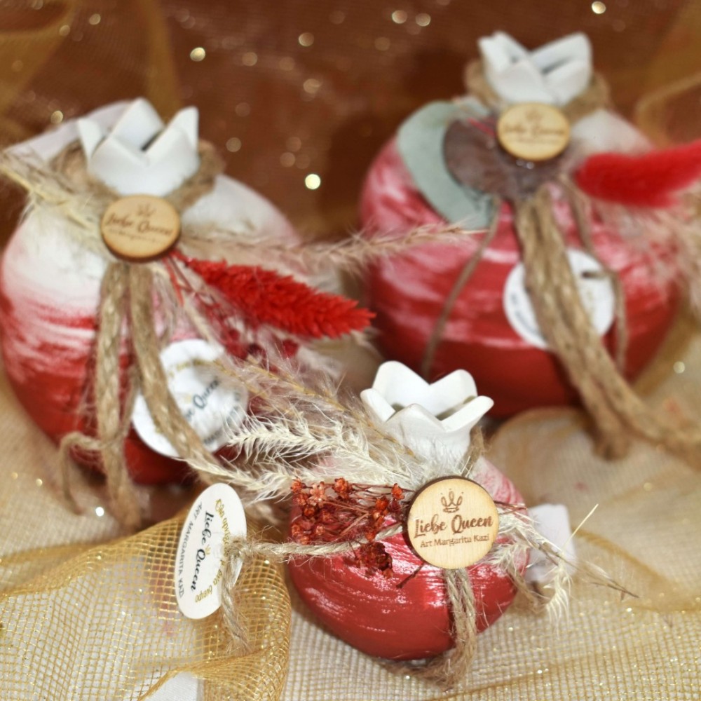 Γούρι Ρόδι κεραμικό κόκκινο μεγάλο pampas 12x9.5