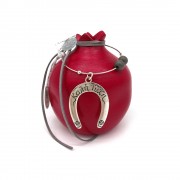 Γούρι Ρόδι κεραμικό μεγάλο κόκκινο με πέταλο 12x9.5