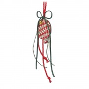 Γούρι ρόδι ξύλινο μικρό κόκκινο καρό