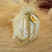 Γούρι Ρόδι κεραμικό ιβουάρ με μάτι μεγάλο 12x9.5