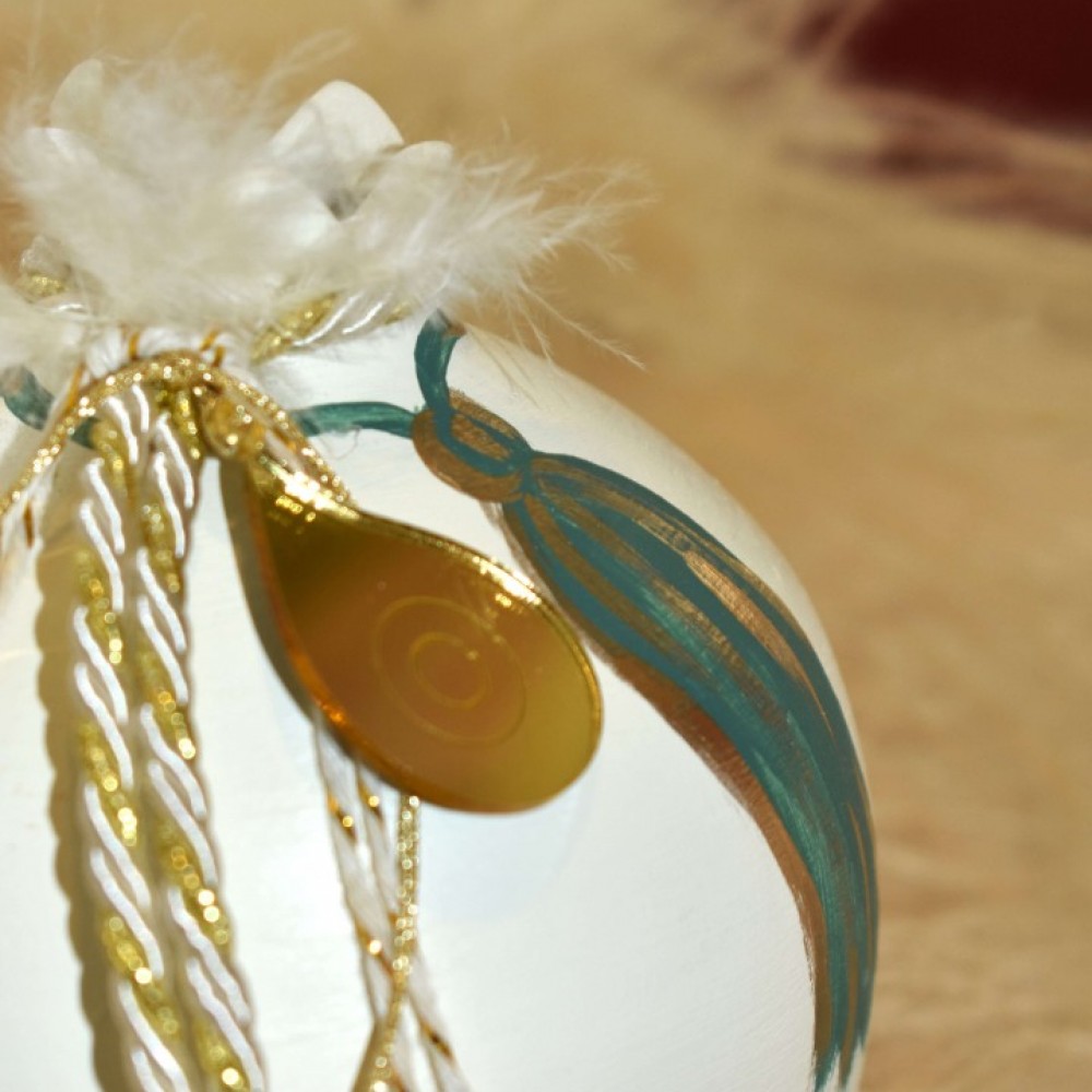 Γούρι Ρόδι κεραμικό ιβουάρ με μάτι μεγάλο 12x9.5