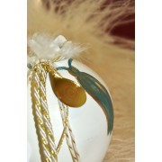 Γούρι Ρόδι κεραμικό ιβουάρ με μάτι μεγάλο 12x9.5