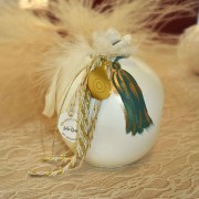 Γούρι Ρόδι κεραμικό ιβουάρ με μάτι μεγάλο 12x9.5