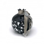 Γούρι Ρόδι κεραμικό μεγάλο μαύρο με πέταλο 12x9.5